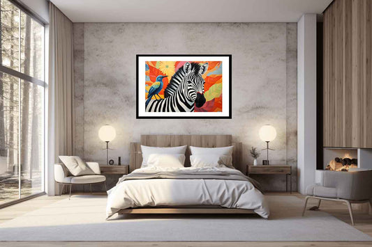Zebra Bird Modern Art Canvas Art Print