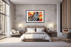 Zebra Bird Modern Art Canvas Art Print