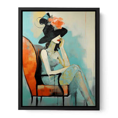 Girl Hat Chair Modern Art Canvas Painting