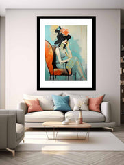 Girl Hat Chair Modern Art Canvas Painting