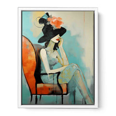 Girl Hat Chair Modern Art Canvas Painting