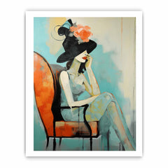 Girl Hat Chair Modern Art Canvas Painting