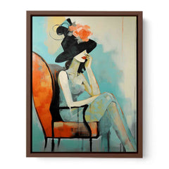 Girl Hat Chair Modern Art Canvas Painting
