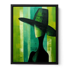 Green Hat Modern Women Art Canvas Art Print