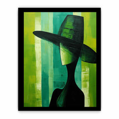 Green Hat Modern Women Art Canvas Art Print