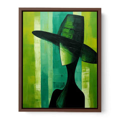 Green Hat Modern Women Art Canvas Art Print