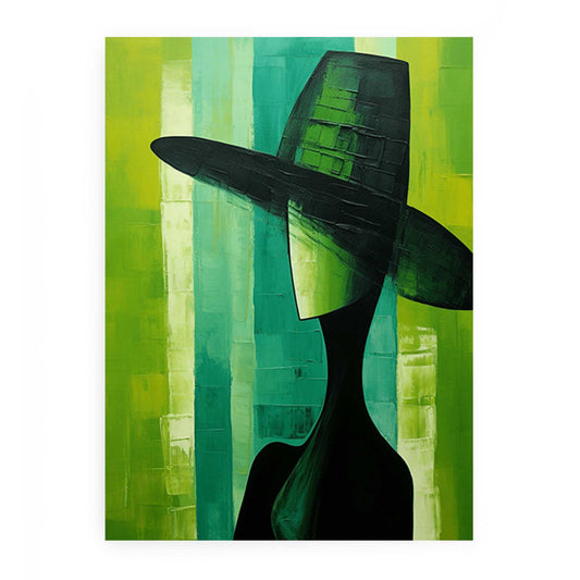 Green Hat Modern Women Art Canvas Art Print