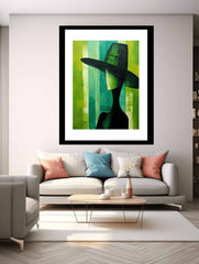 Green Hat Modern Women Art Canvas Art Print