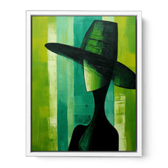 Green Hat Modern Women Art Canvas Art Print