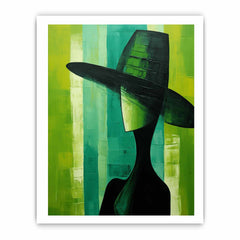 Green Hat Modern Women Art Canvas Art Print