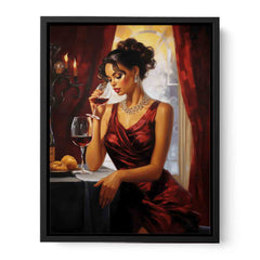 Lady Wine Table Modern Art Painting Canvas Art Print