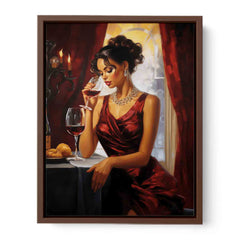 Lady Wine Table Modern Art Painting Canvas Art Print
