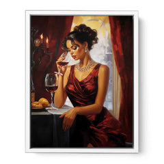Lady Wine Table Modern Art Painting Canvas Art Print