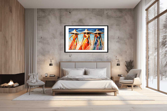 Modern Art Three Bikini Ladies Canvas Art Print