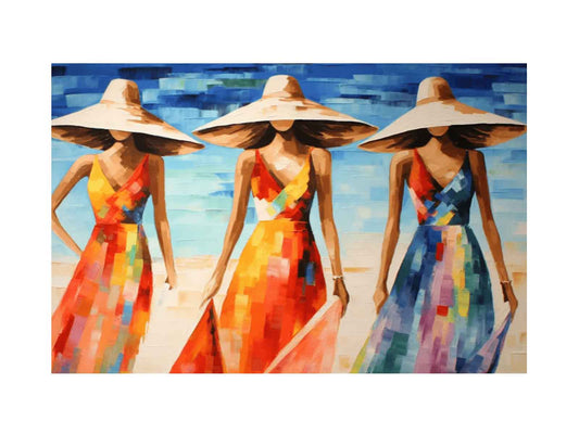 Modern Art Three Bikini Ladies Canvas Art Print