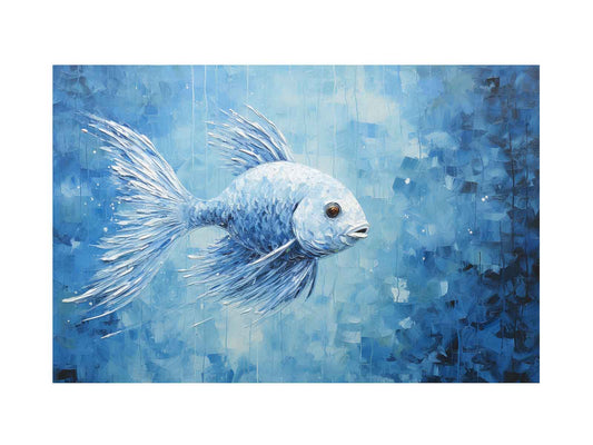 Blue Fish Canvas Painting Print