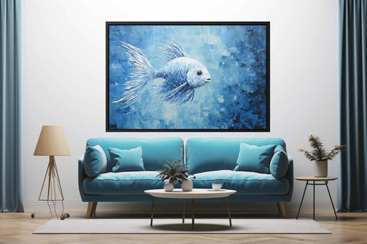 Blue Fish Canvas Painting Print