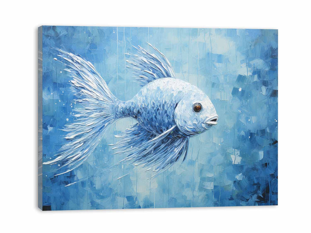 Blue Fish Canvas Painting Print
