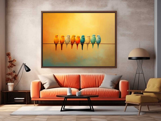 Birds  on wire Canvas Painting