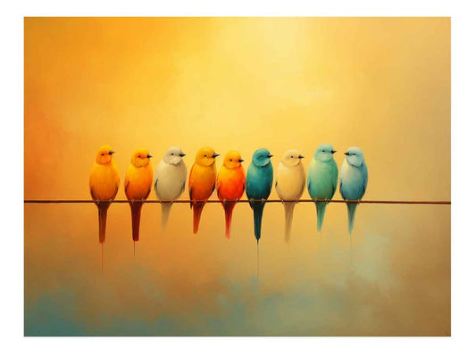 Birds  on wire Canvas Painting