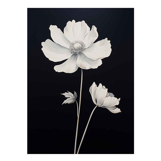 Black White Flower Canvas Art Print