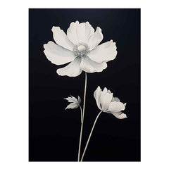 Black White Flower Canvas Art Print