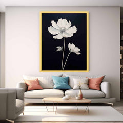 Black White Flower Canvas Art Print