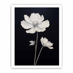Black White Flower Canvas Art Print