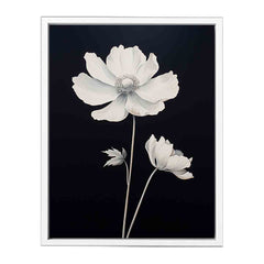 Black White Flower Canvas Art Print