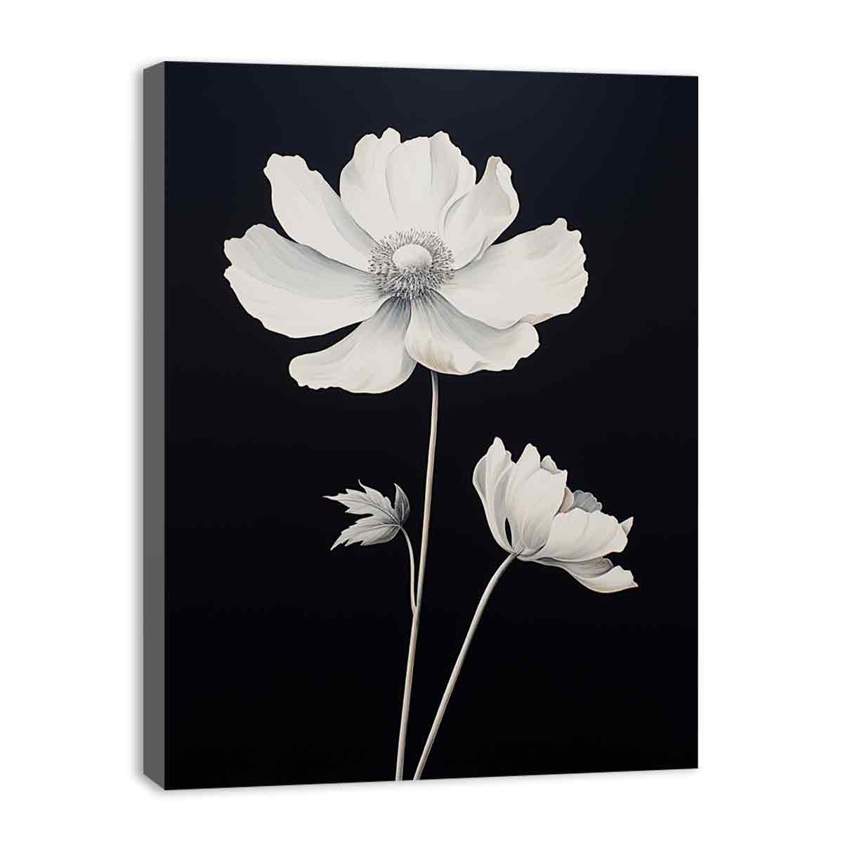 Black White Flower Canvas Art Print