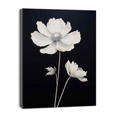 Black White Flower Canvas Art Print