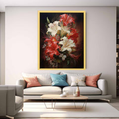 White Red Flower Canvas Art Print