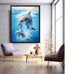 Dolphin Couple Fish Canvas Painting