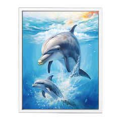Dolphin Couple Fish Canvas Painting