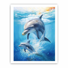 Dolphin Couple Fish Canvas Painting