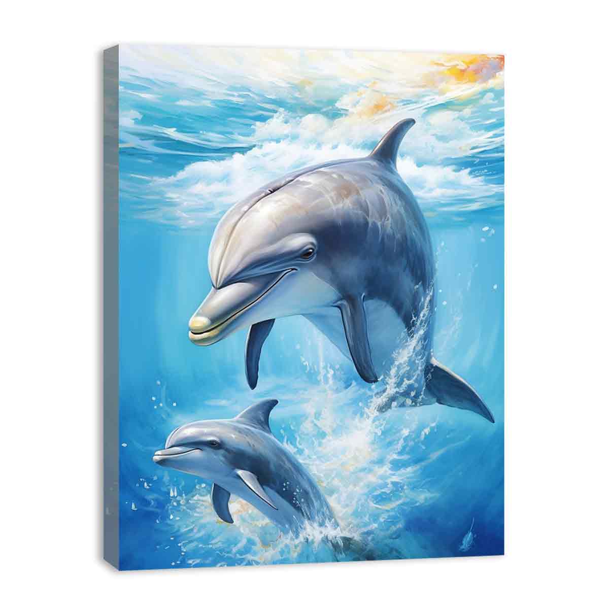 Dolphin Couple Fish Canvas Painting