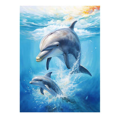Dolphin Couple Fish Canvas Painting