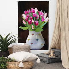Pink Flower Vase Flag