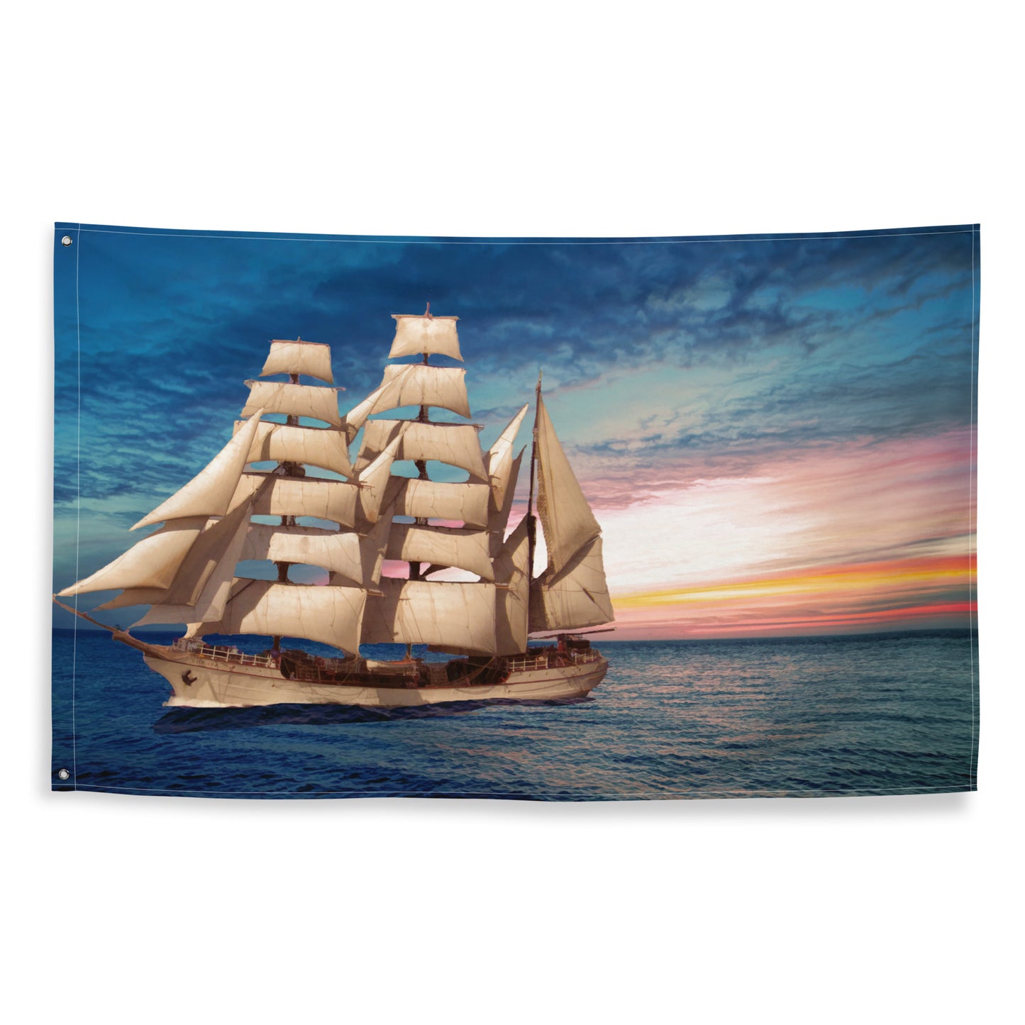 Sailing Ship Sunset Flag