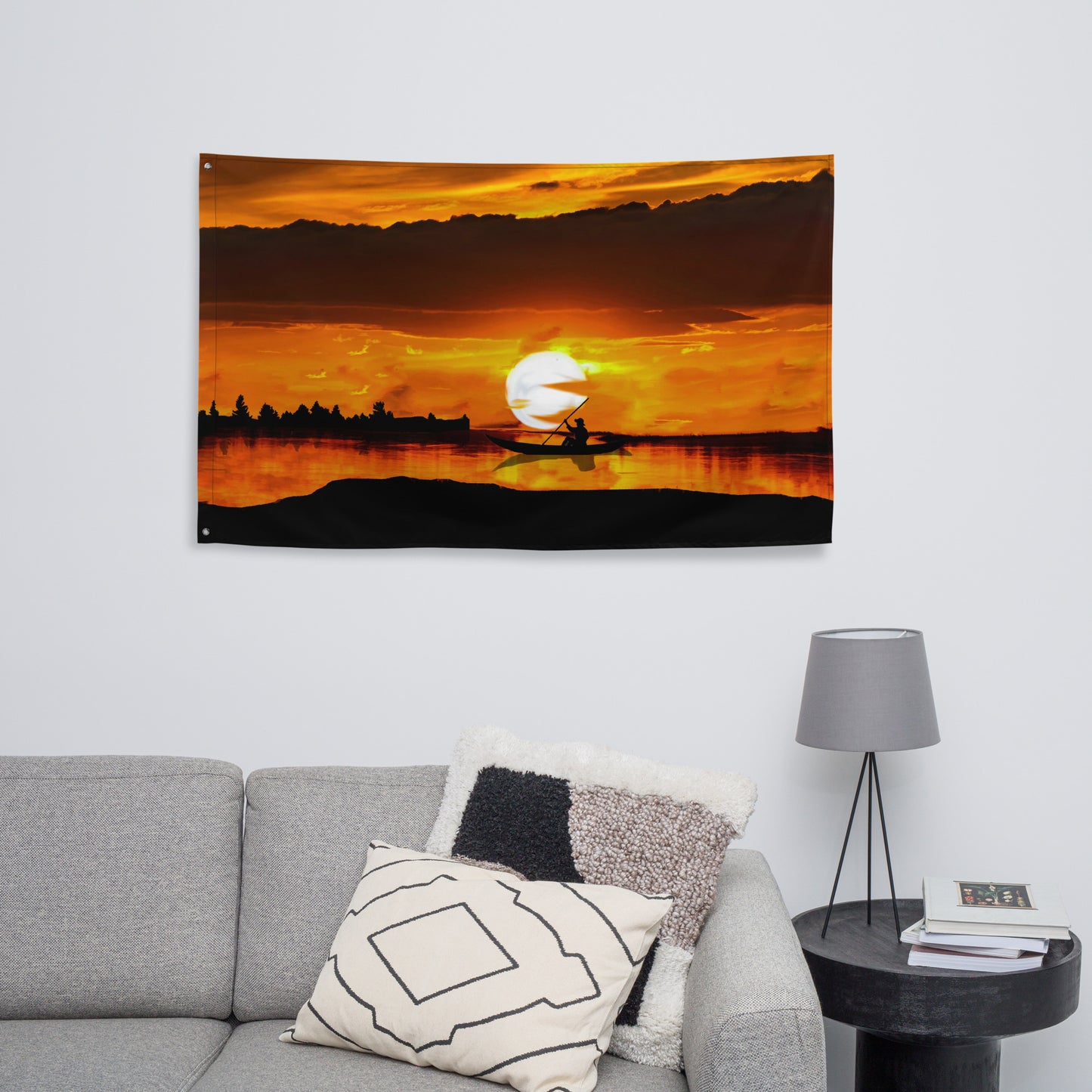 Sea Sunrise Boat Flag Tapestry wall hanging