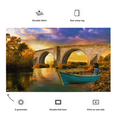 Vintage Boat Bridge Painting Flag