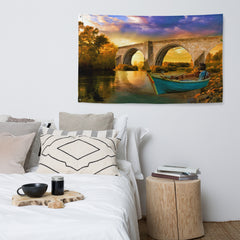 Vintage Boat Bridge Painting Flag