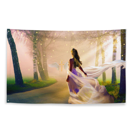Angel In Love Painting Flag Tapestry