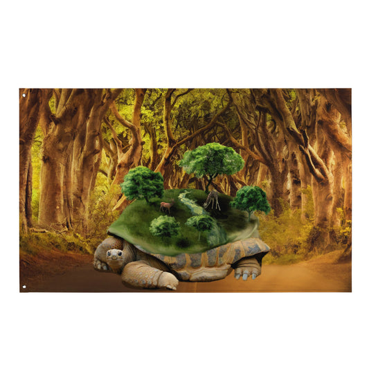 Turtle Tree Painting Flag Tapestry
