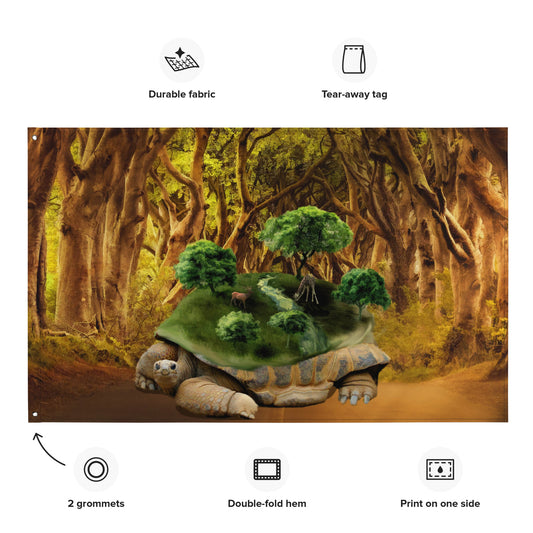 Turtle Tree Painting Flag Tapestry
