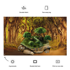 Turtle Tree Painting Flag Tapestry