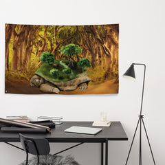 Turtle Tree Painting Flag Tapestry