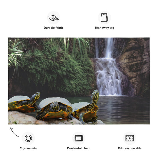 Turtle Oil Painting Flag Tapestry