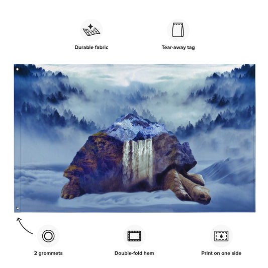 Turtle Oil Painting Artwork Flag Tapestry