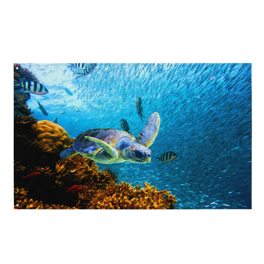 Turtle  art Oil Painting Flag Tapestry